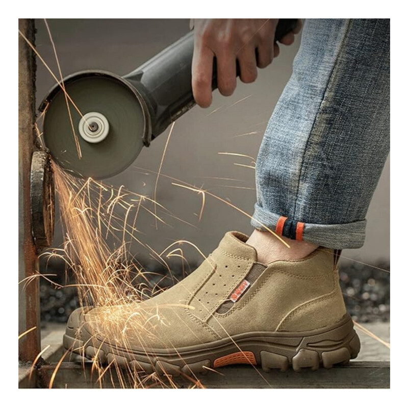 Calzado De Trabajo Seguridad Punta Reforzada Estilo Bota Beige