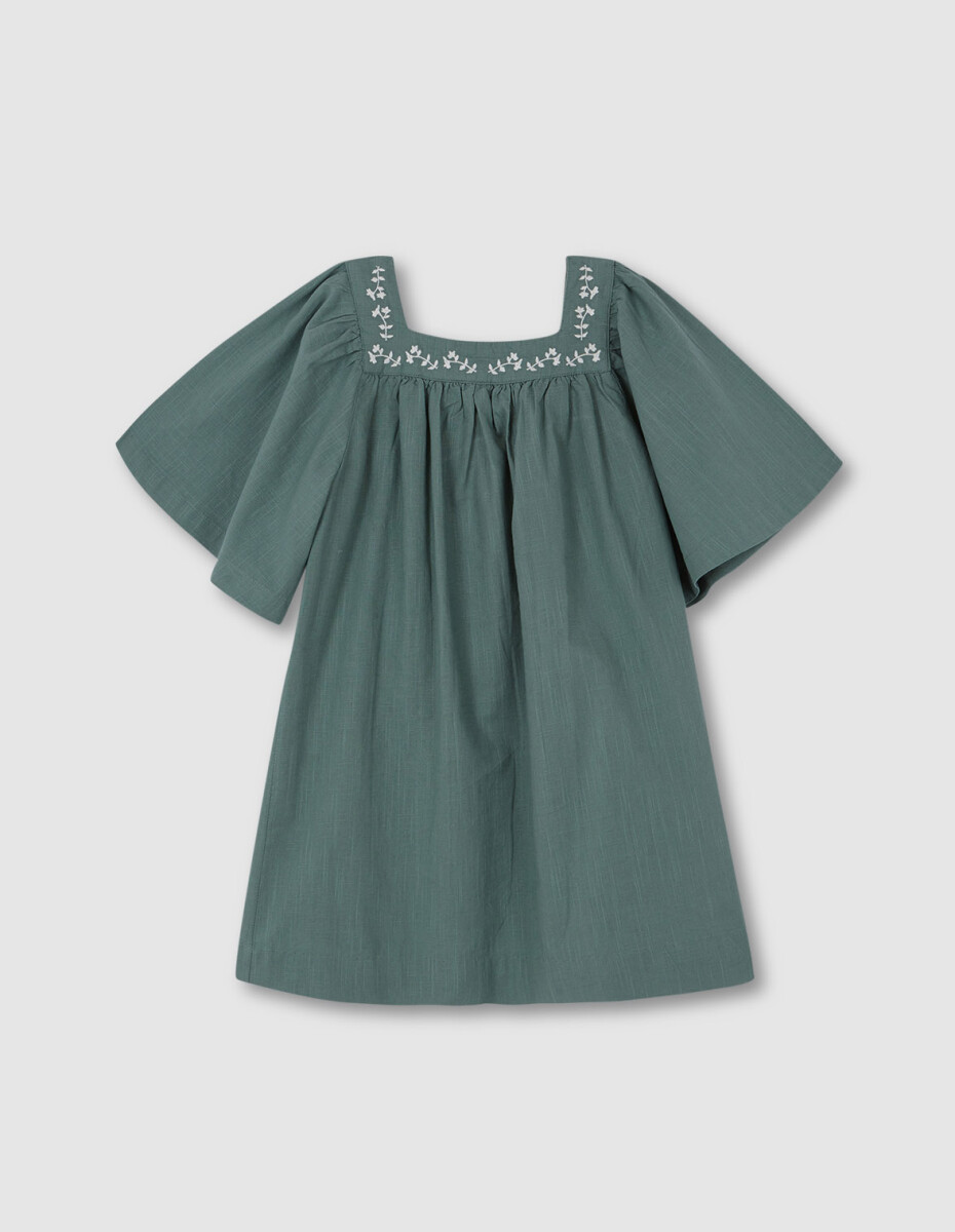 Vestido Verde Con Bordados - Verde 