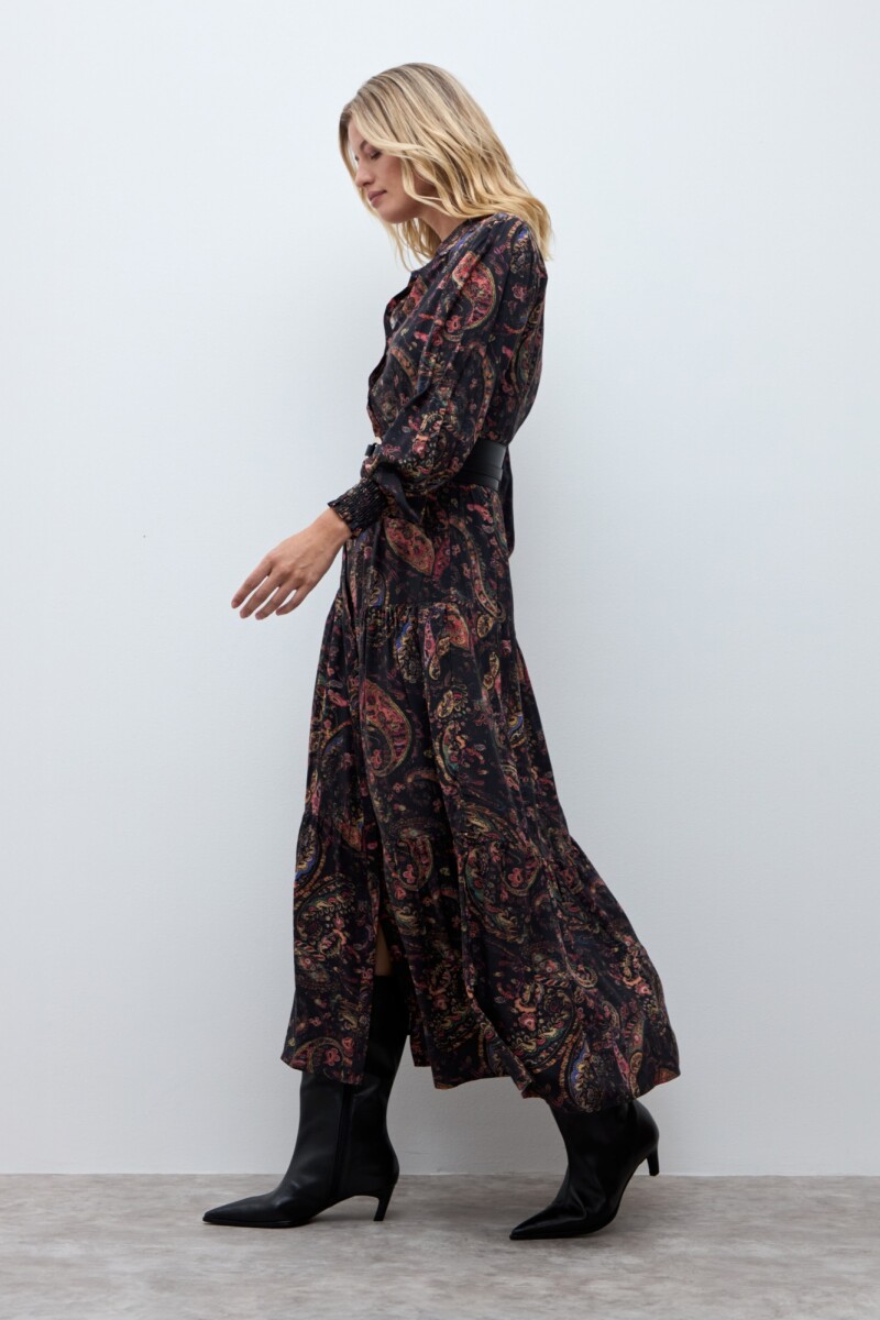 Vestido estampado boho negro