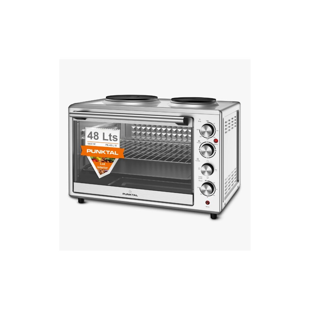 Pk_48 Horno Electrico 48 Lts Inox C/ Dos Hornalla Electrica Punktal Lix 