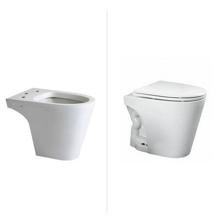 INODORO CORTO CON TAPA Y BIDET JUEGO MARINA BLANCO BRILLANTE BLANCO