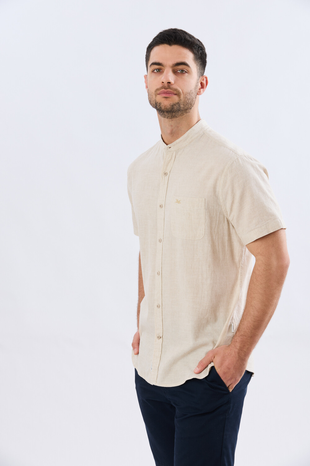 CAMISA DE LINO CUELLO MAO Arena