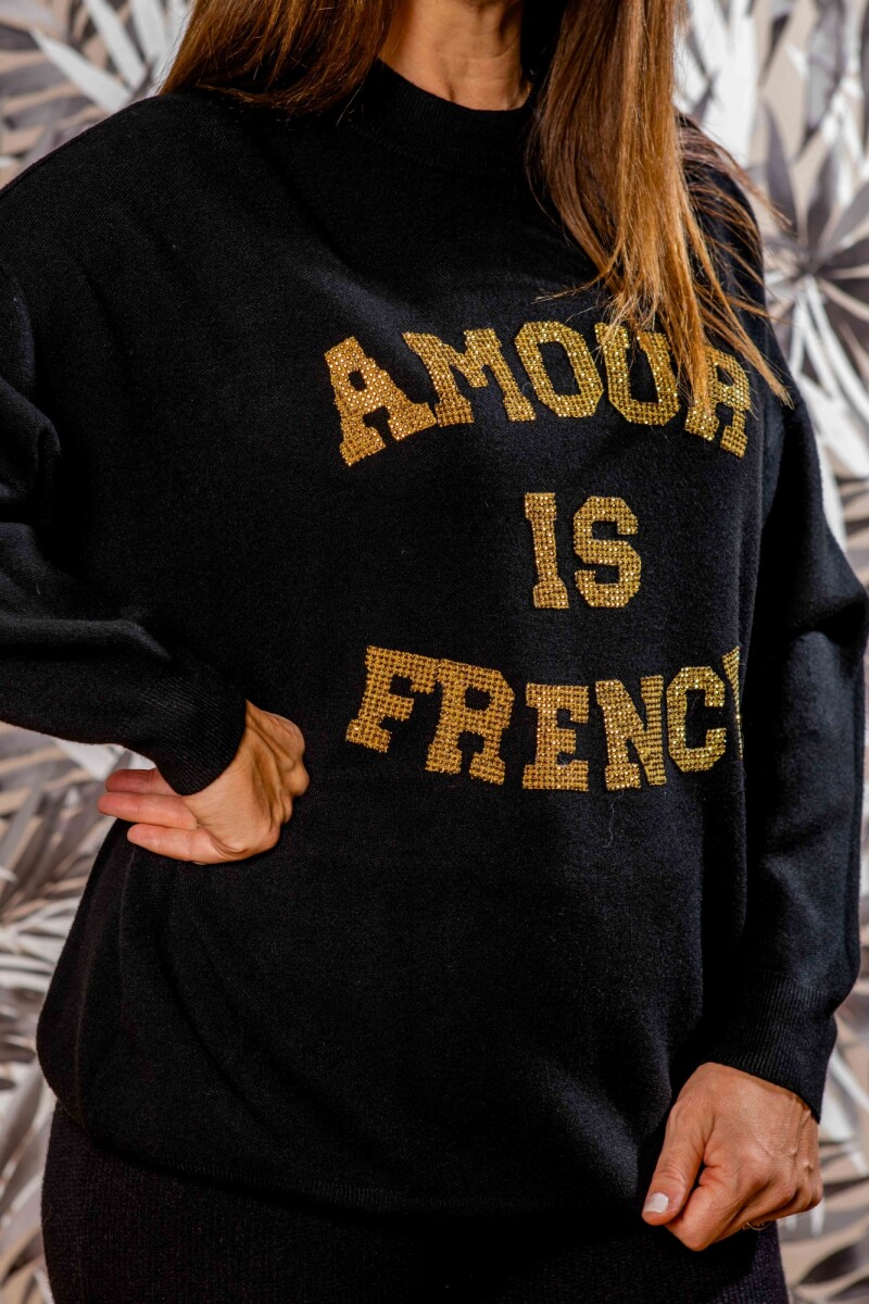 Sweater Amour is French - Negro 