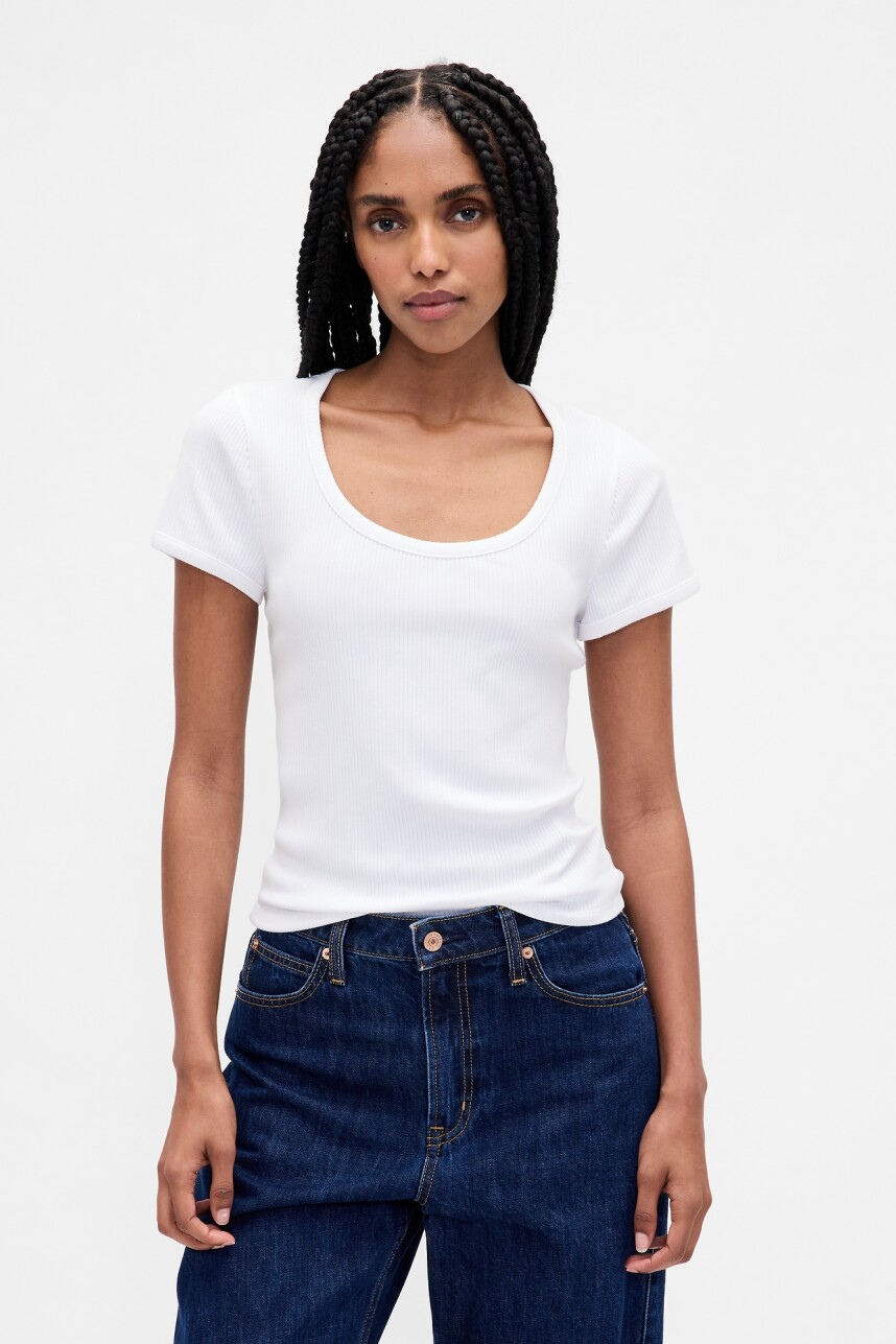 Remera Rib Mujer Fresh White
