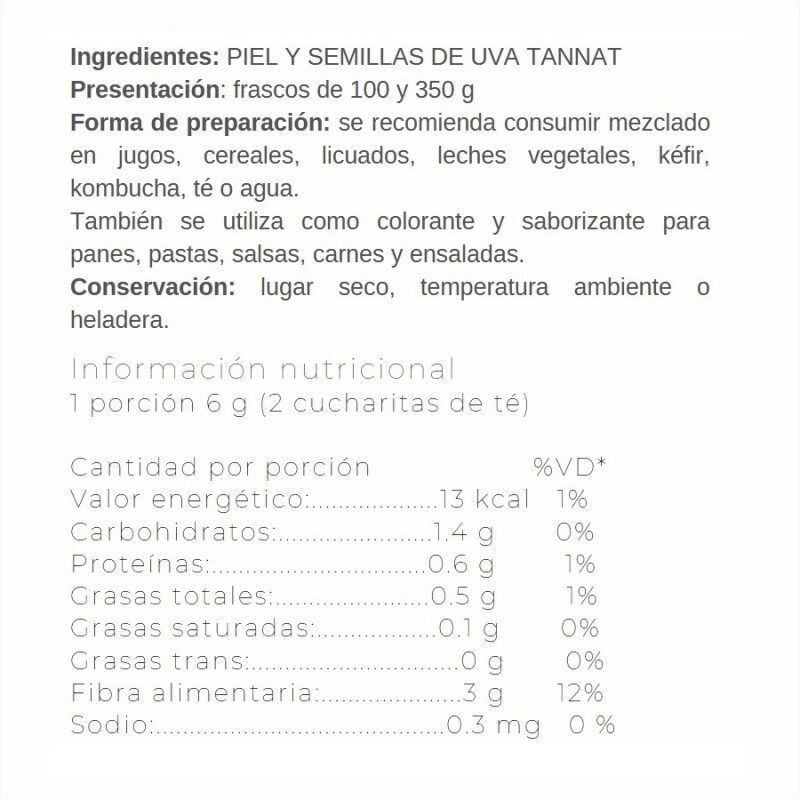 Vitanna Orujo De Tannat 350 Grs Vitanna Orujo De Tannat 350 Grs