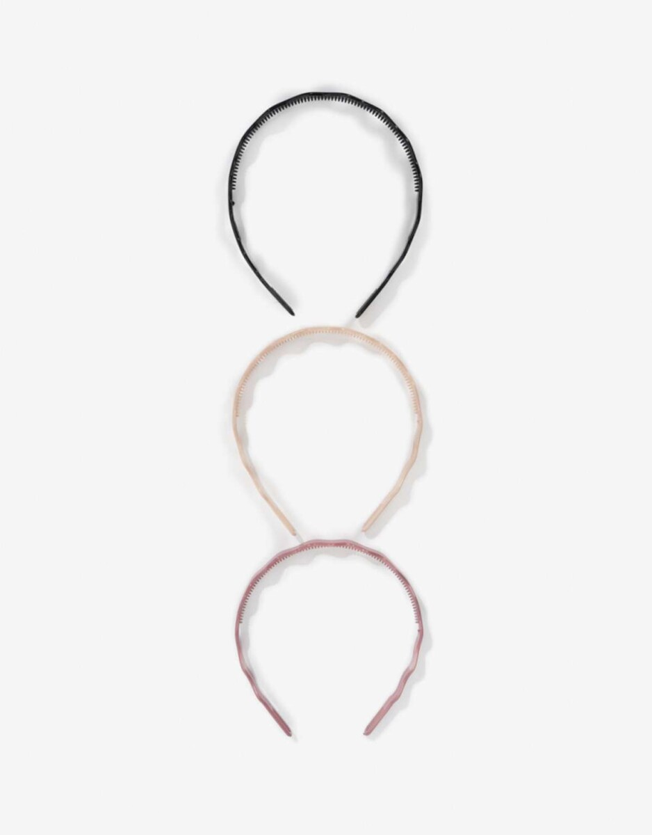 Set De 3 Vinchas Rigidas Wavy. - Combinacion tricolor 