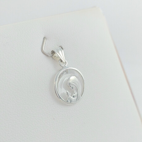 Medalla religiosa de plata 925 Virgen Niña de cristal Diámetro 17 mm