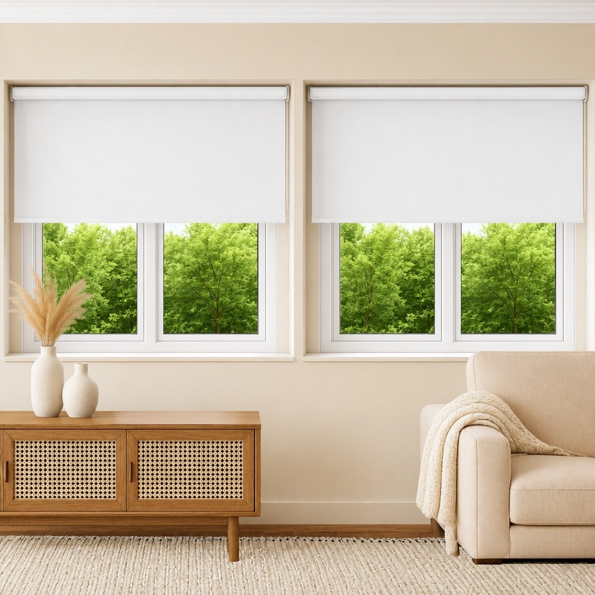 Set x2 Cortina roller blackout 100x200 cm - BLANCO 