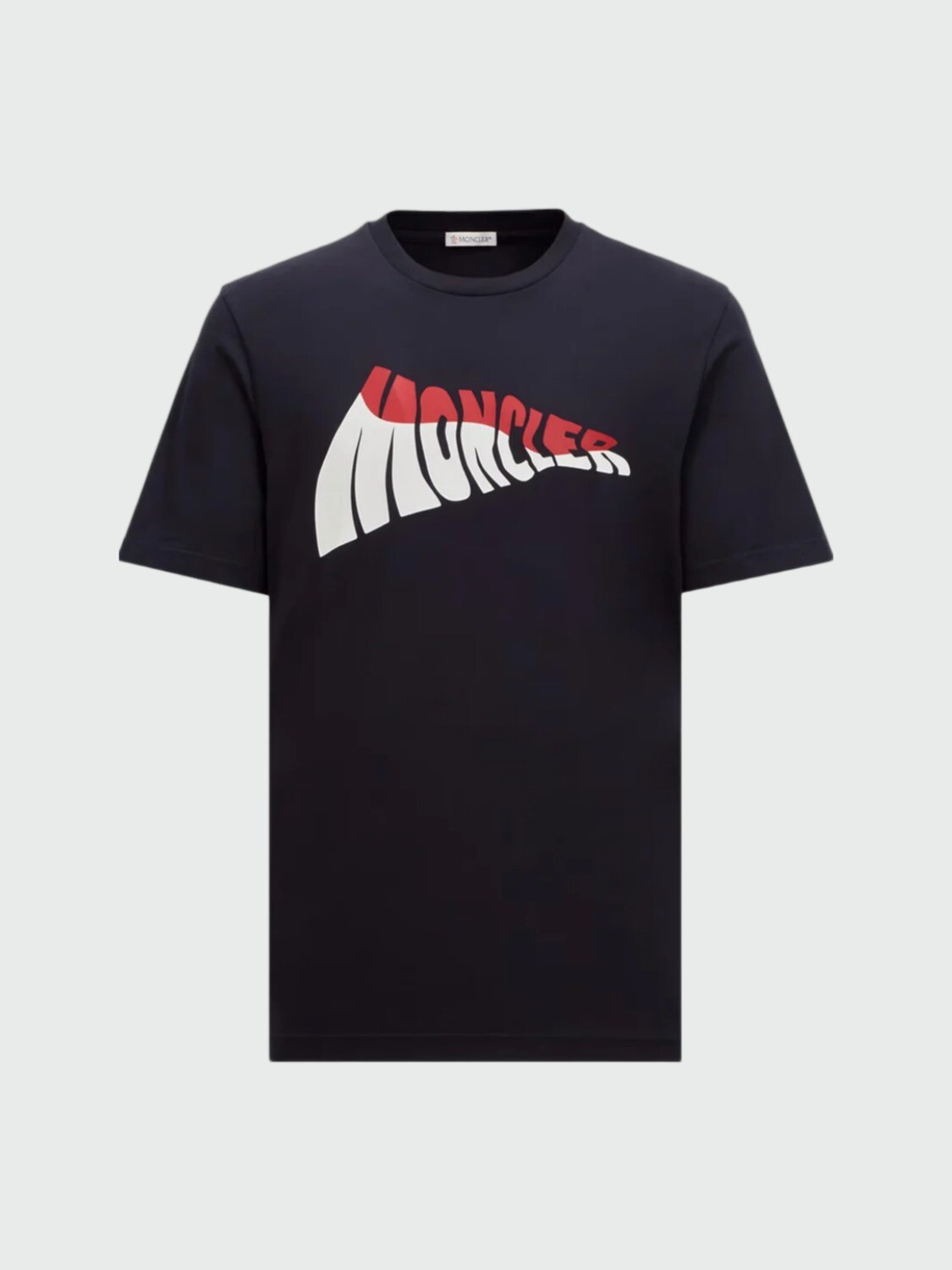 Moncler - Remera de Algodón Logo Azul Oscuro