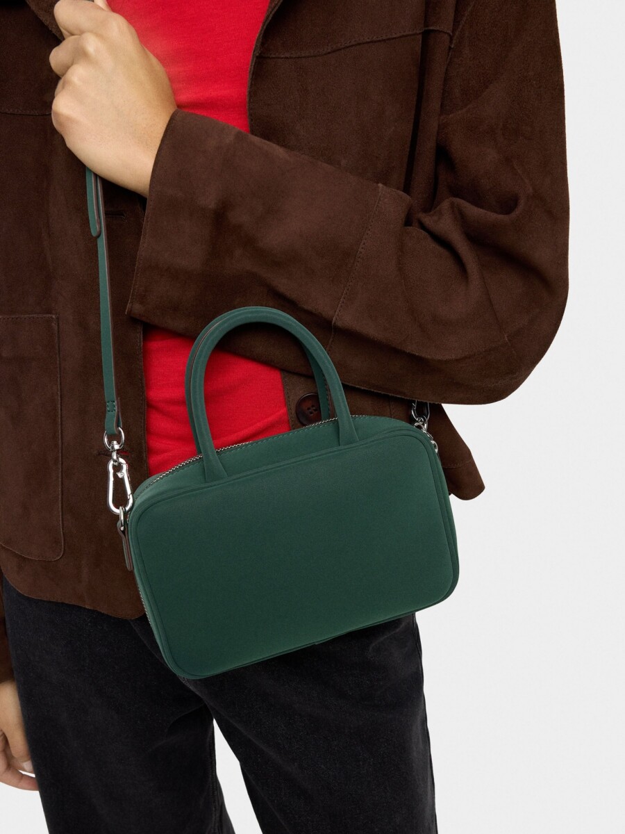 Bolso Bowling De Textura Suave verde