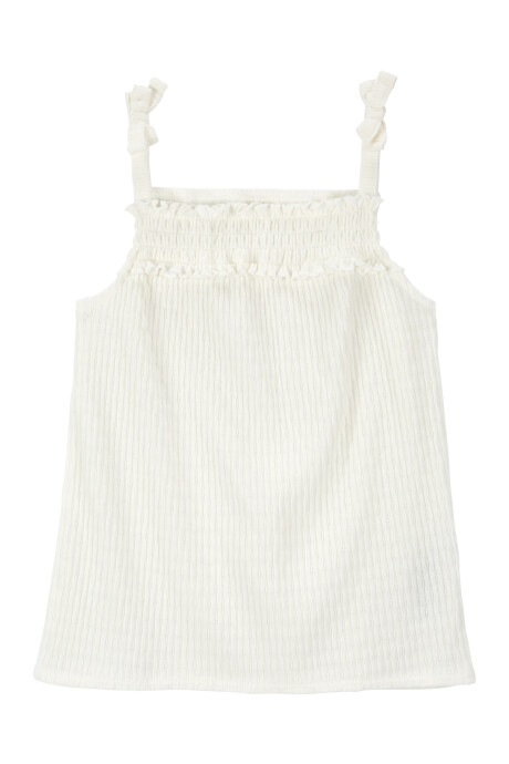 Musculosa de algodón, con fruncido y textura Sin color