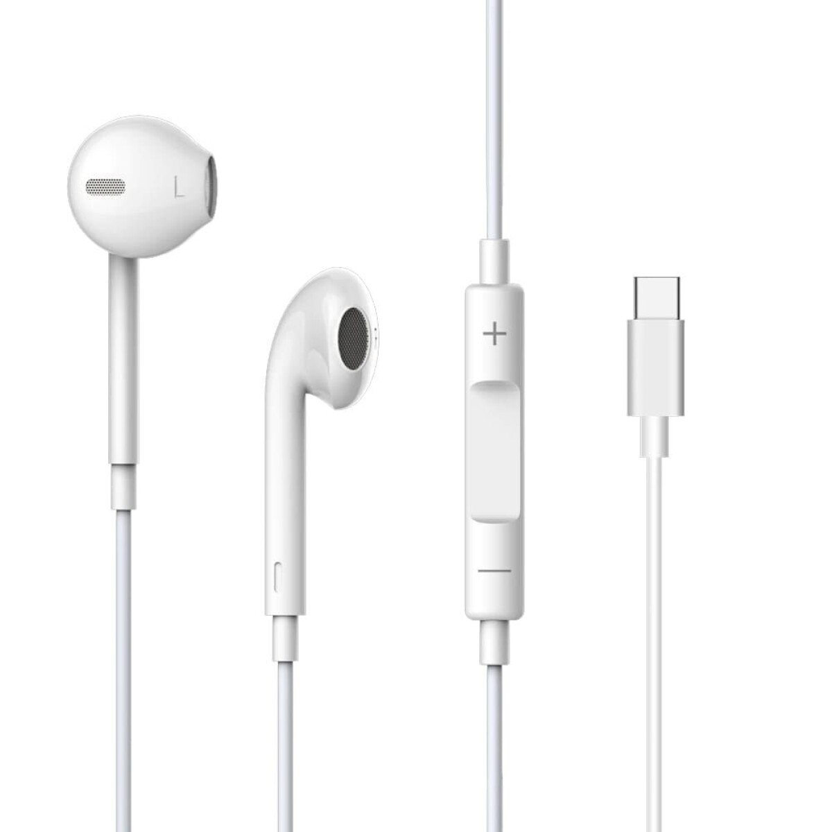 Auriculares in-ear alámbrico conector usb tipo-c devia smart series - White 