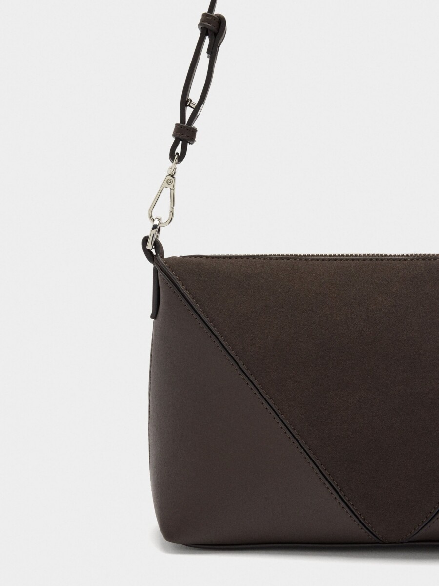 Bolso Bandolera Contraste De Texturas marron