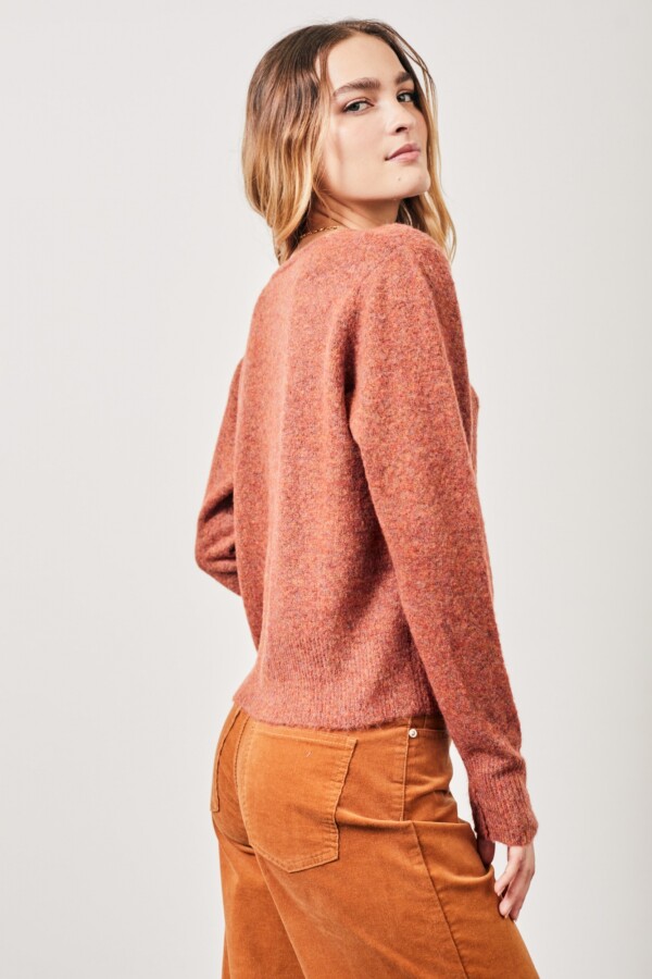 Cardigan Calados Rojo Melange