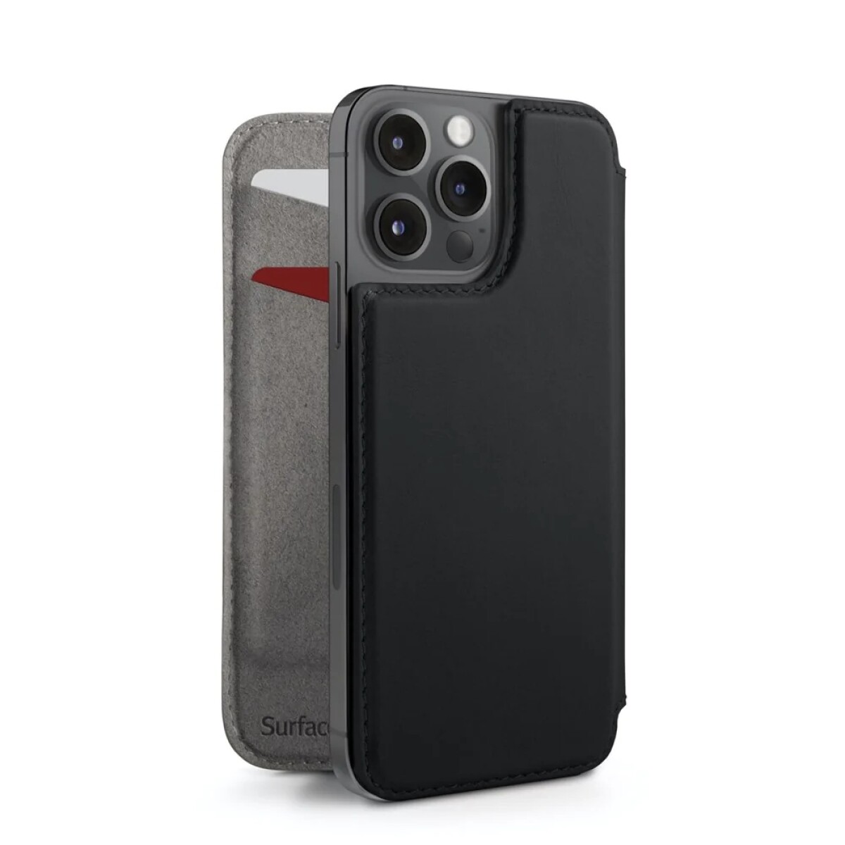 Protector SurfacePad de cuero para iPhone 13 Pro | Twelve South - Negro 