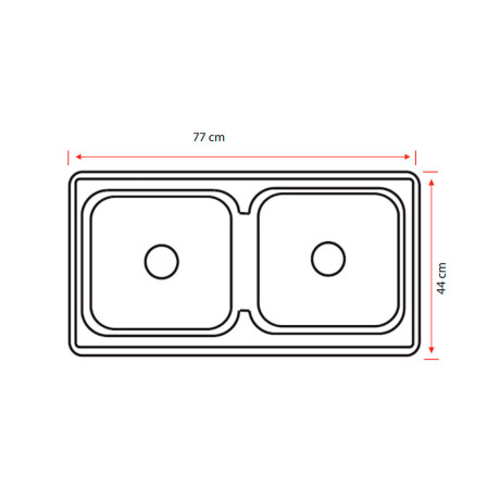 PILETA PARA COCINA DOBLE BRILLO PULIDA DE ACERO INOXIDABLE 78X42X22CM DGC 000