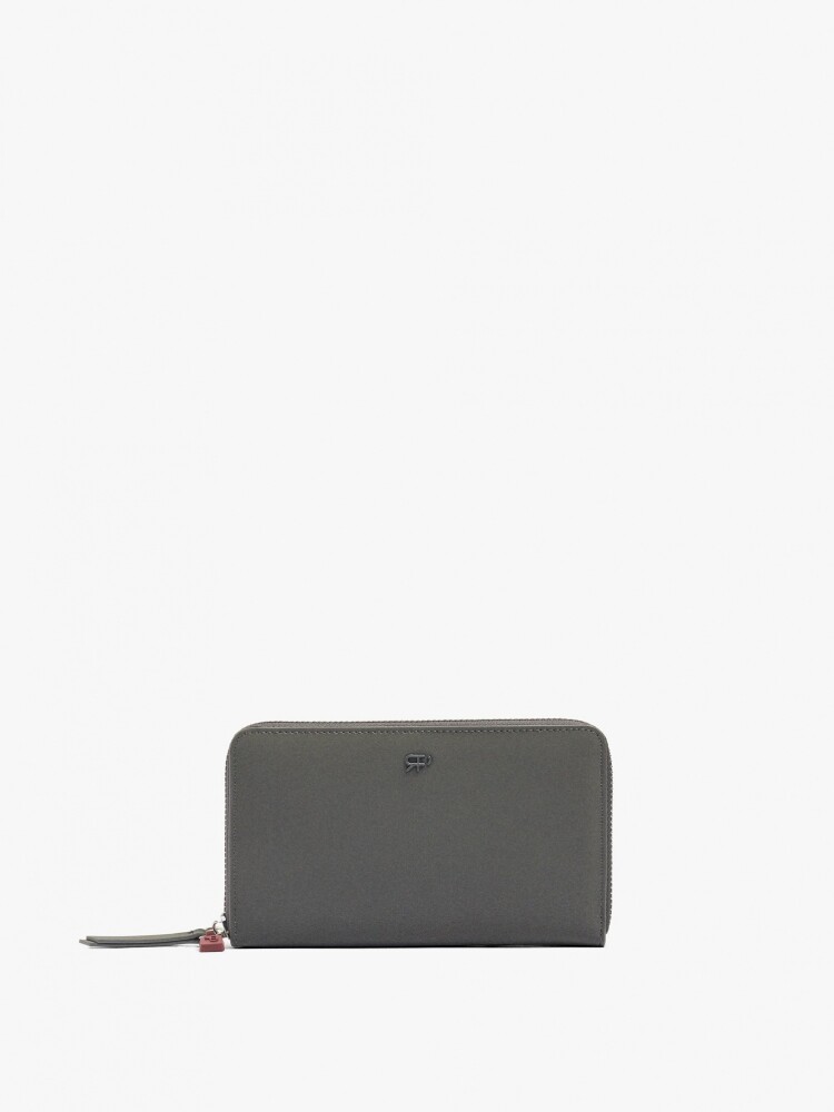 Cartera Textura Suave Con Cierre De Cremallera gris