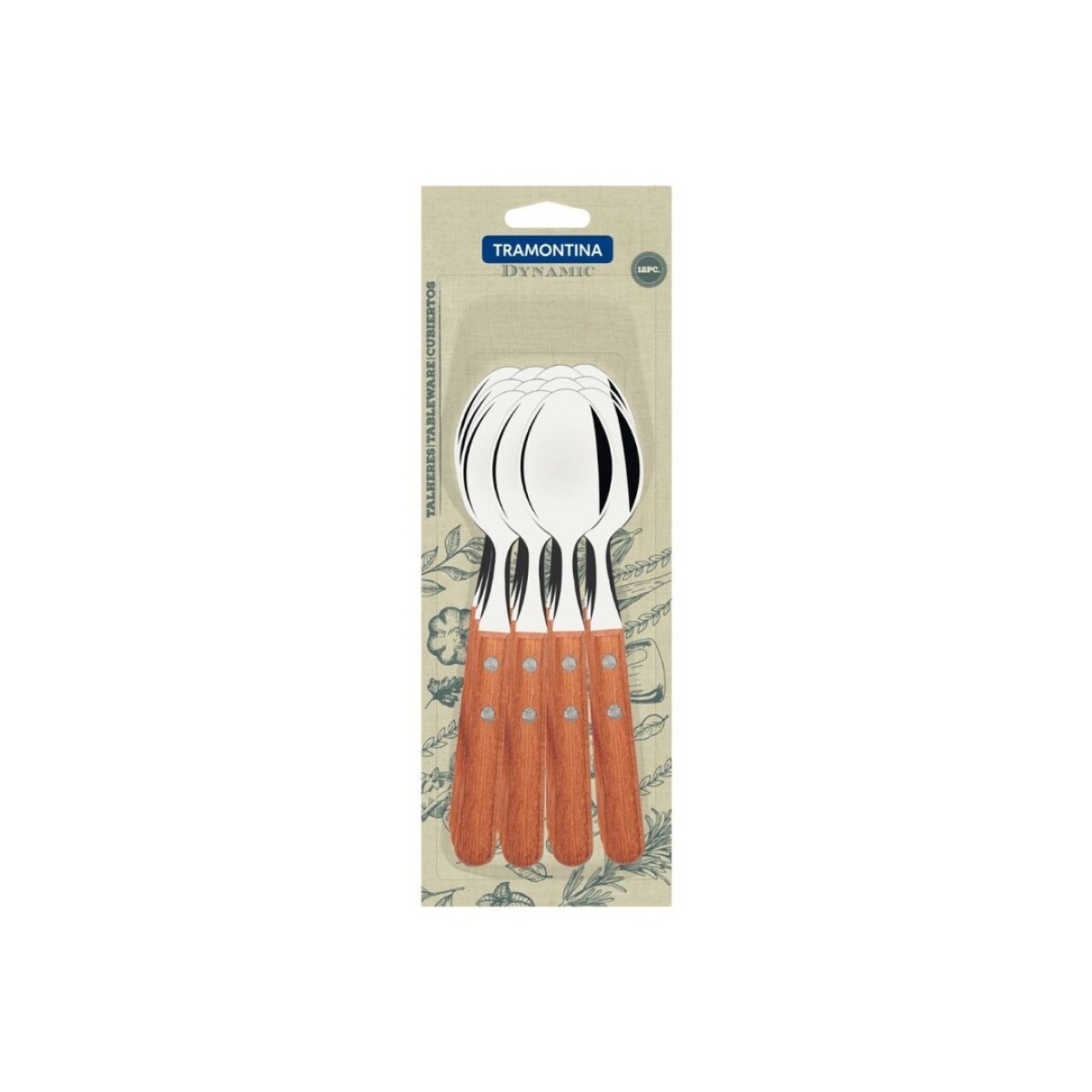 SET CUCHARAS MANGO MADERA DYNAMIC X 12 - MARRON 