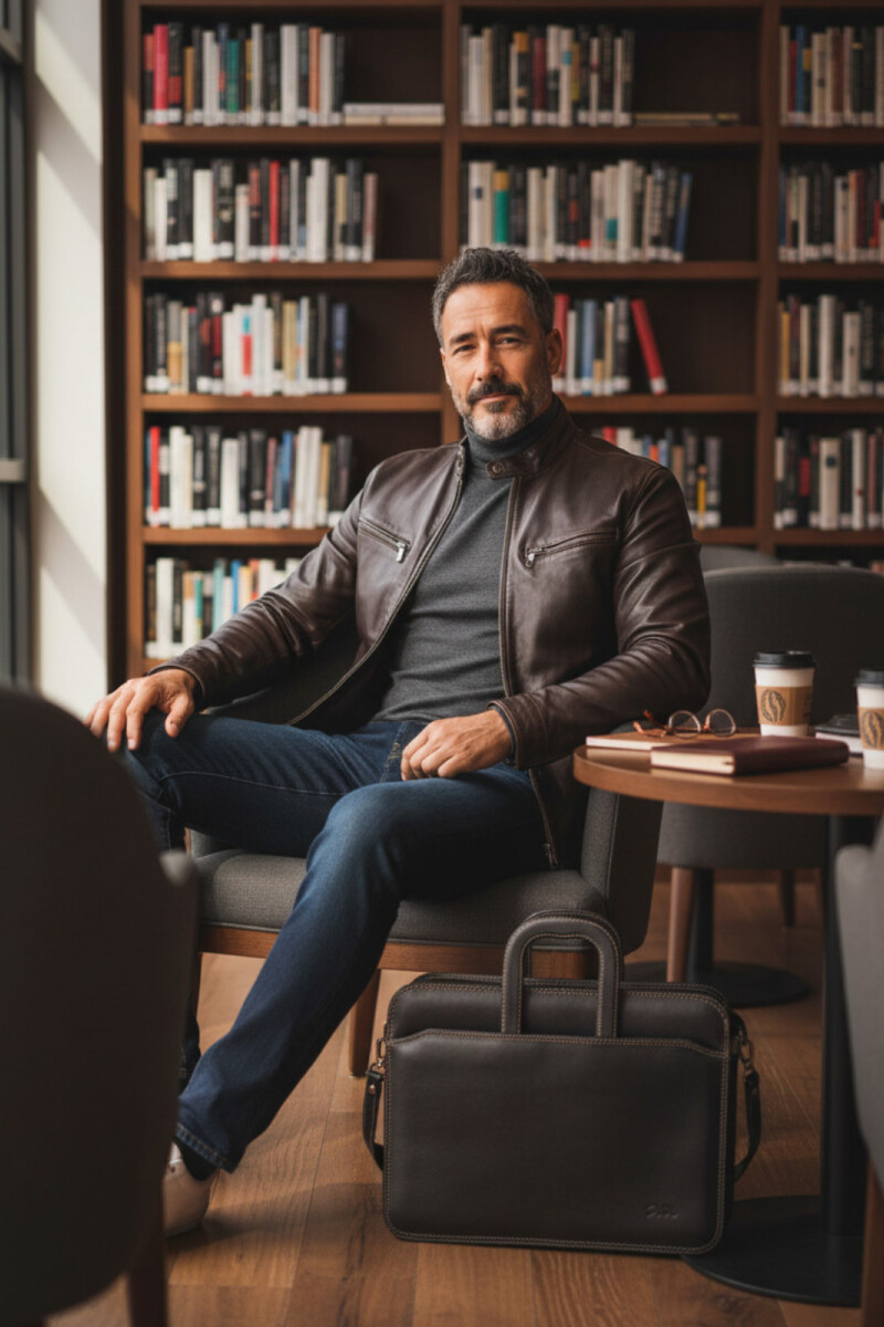 Portafolio de cuero Negro