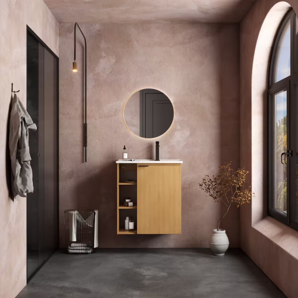 Mueble de baño suspendido Hortensia Jequitibá 62 cm con Bacha de resina Mueble De Baño Suspendido Hortensia Jequitibá 62 Cm Con Bacha De Resina