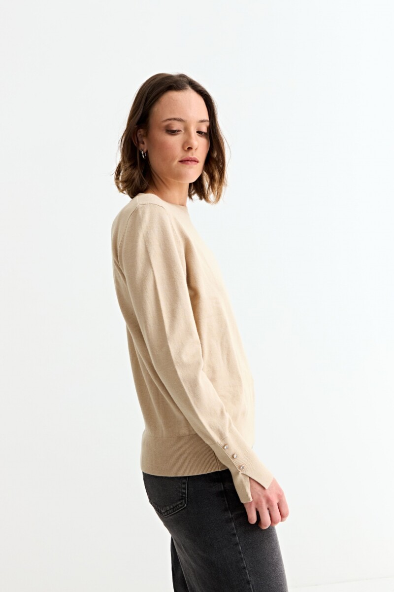 Sweater con detalle en manga BEIGE
