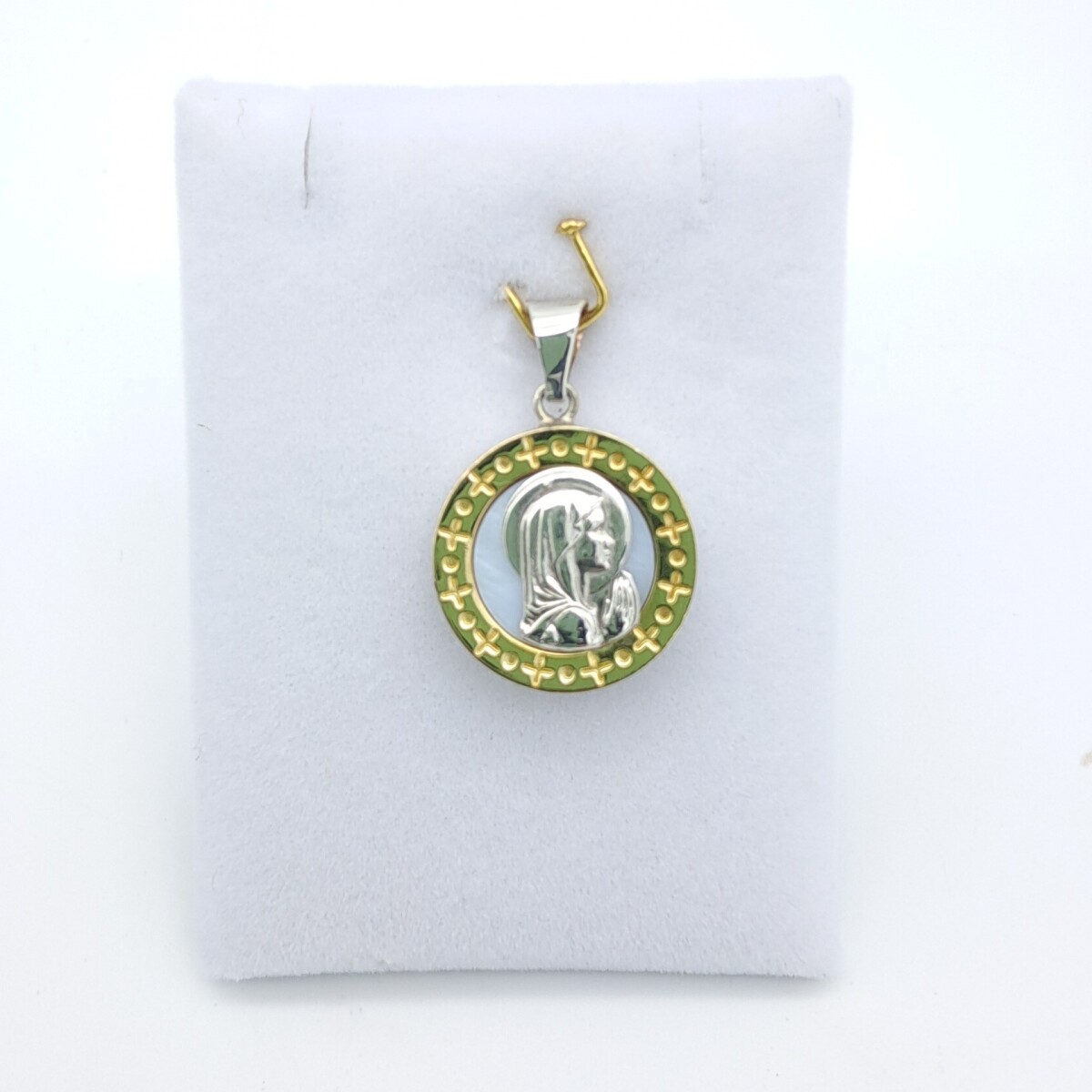 Medalla religiosa de plata 925, double en oro 18 ktes y náar, VIRGEN NIÑA. 