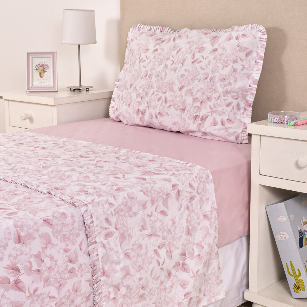 Juego de sábana Kids Hortensias Rosas – Twin Juego de sábana Kids Hortensias Rosas – Twin