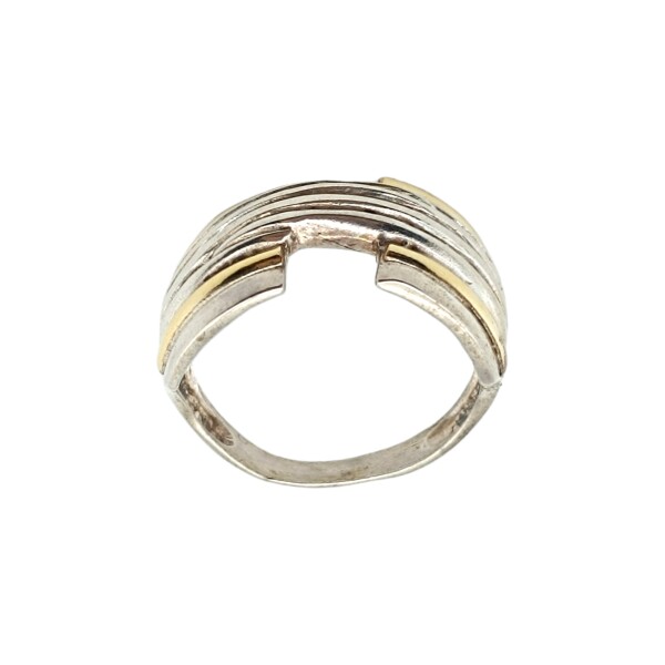 Anillo Labrado-Plata y Oro-Sin Piedra-AN5136 sinpiedra