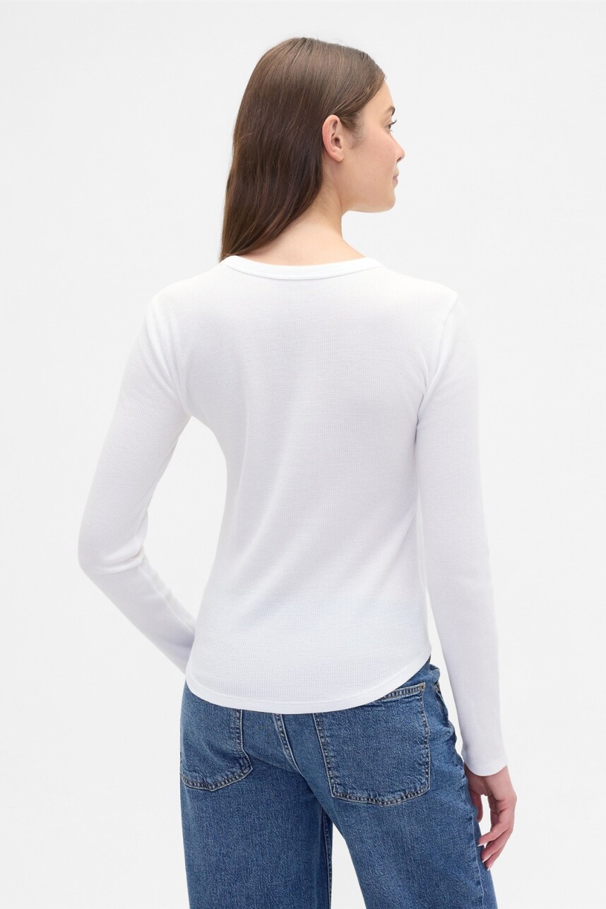 Remera Waffle Manga Larga Mujer New Off White