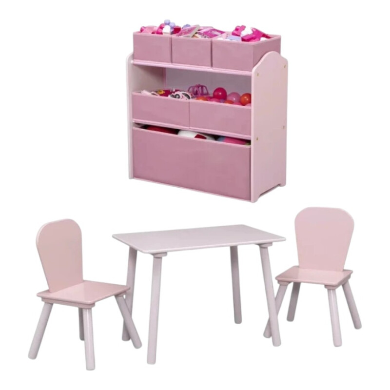 Set mesa y organizador infantil rosa Set mesa y organizador infantil rosa