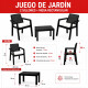 Juego jardín Prestij 2 Sillones + Mesa NEGRO