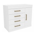 COMODA 4 CAJONES 1 PUERTA ROMENIA - BLANCA COMODA 4 CAJONES 1 PUERTA ROMENIA - BLANCA
