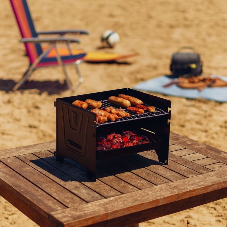 PARRILLERO GRILL A CARBON PORTATIL TRAMONTINA TCP-380 NEGRO