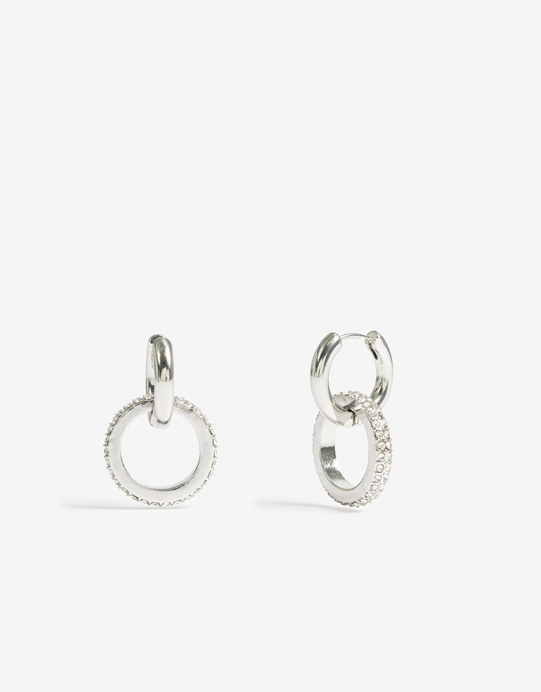 Aros Argollas Strass Argollas Metal Y Strass Night - Cristal