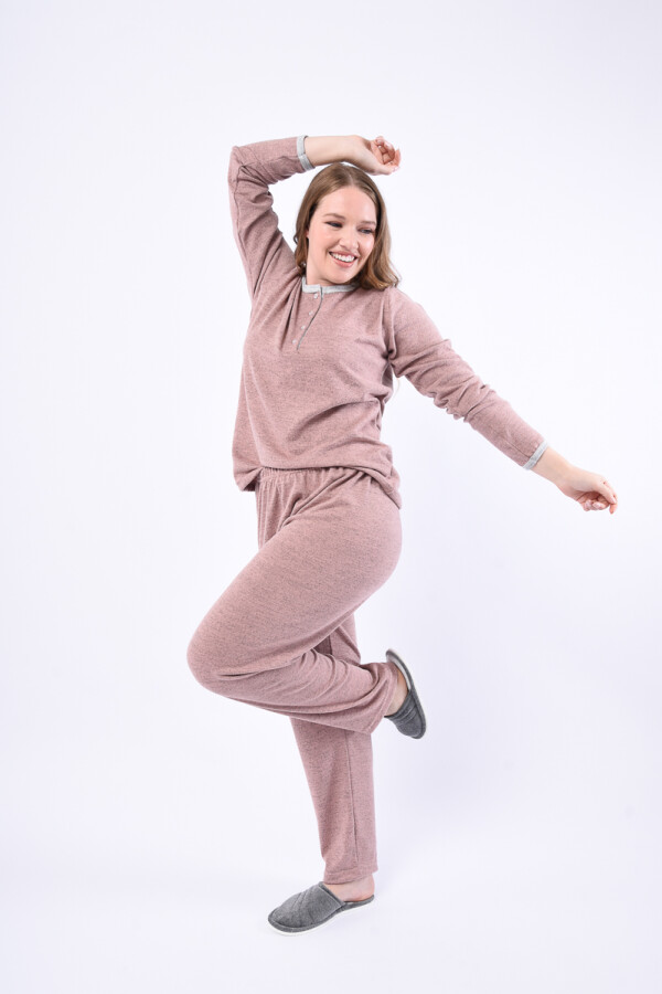 Pijama Manga Larga Lanilla con botones Coral