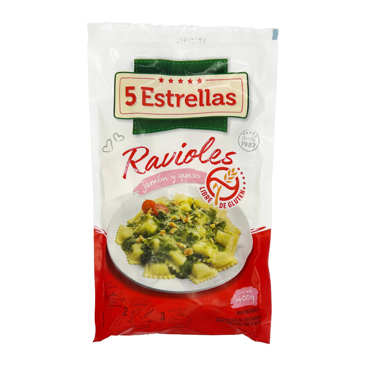 Raviol Jamon Y Queso Sin Gluten 5* 400 Gs 