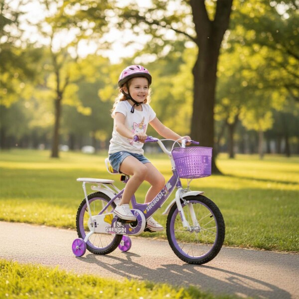 Bicicleta infantil Shengdi Rodado 16 Canasto Parrilla Hadas Violeta 1