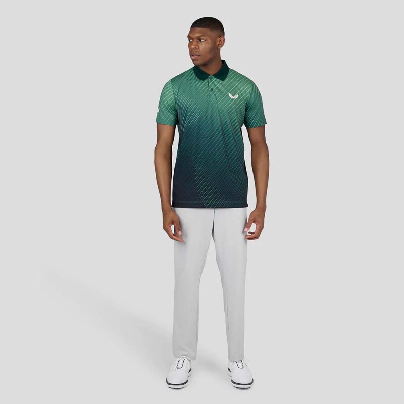 Geo Print Polo - Hombre Hunter Green