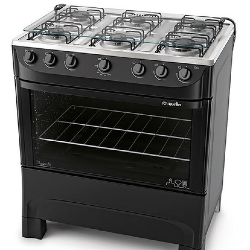 Cocina Mueller Moderatto 6b Glp Color Negro Mate Con Puerta Con Visor(Pausado) Cocina Mueller Moderatto 6b Glp Color Negro Mate Con Puerta Con Visor(pausado)