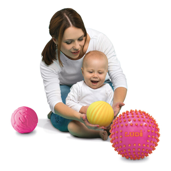 Set 3 Pelotas Sensoriales Juguete Bebe Primera Infancia Ludi Variante Color Rosa