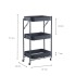 Carro Organizador de Metal Plegable Canasto con 3 Estantes y Ruedas Multiuso IMBACK Color Negro Carro Organizador de Metal Plegable Canasto con 3 Estantes y Ruedas Multiuso IMBACK Color Negro