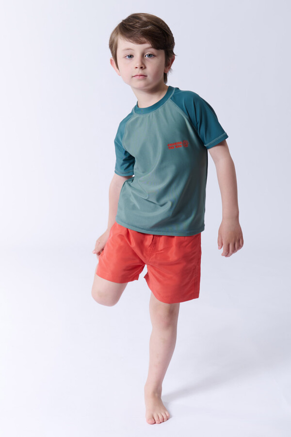 Short de baño liso Rojo