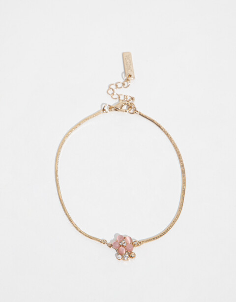 Pulseras Flexibles Strass Pulsera Con Dije Floral - Dorado