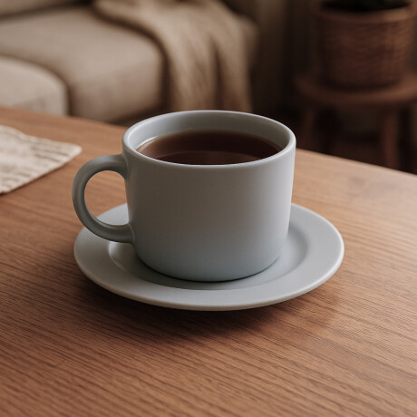 Set de Taza con Plato de Cerámica Colores Pastel 230 ml Gris