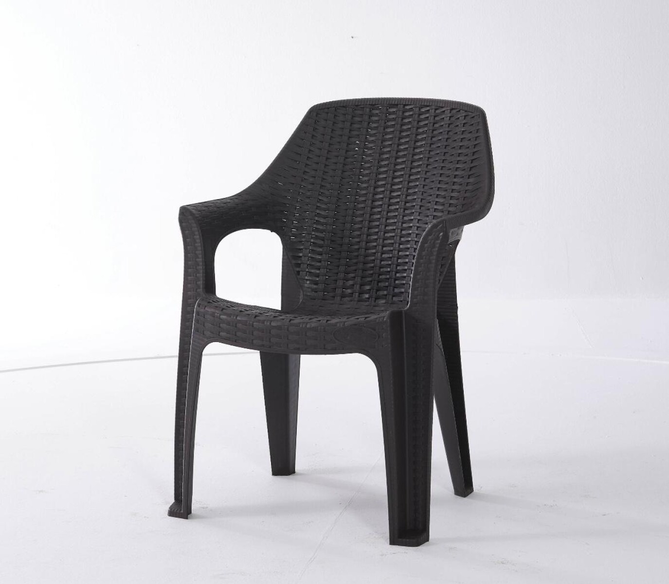 Silla De Plastico Con Posabrazos Apilable - Negro 