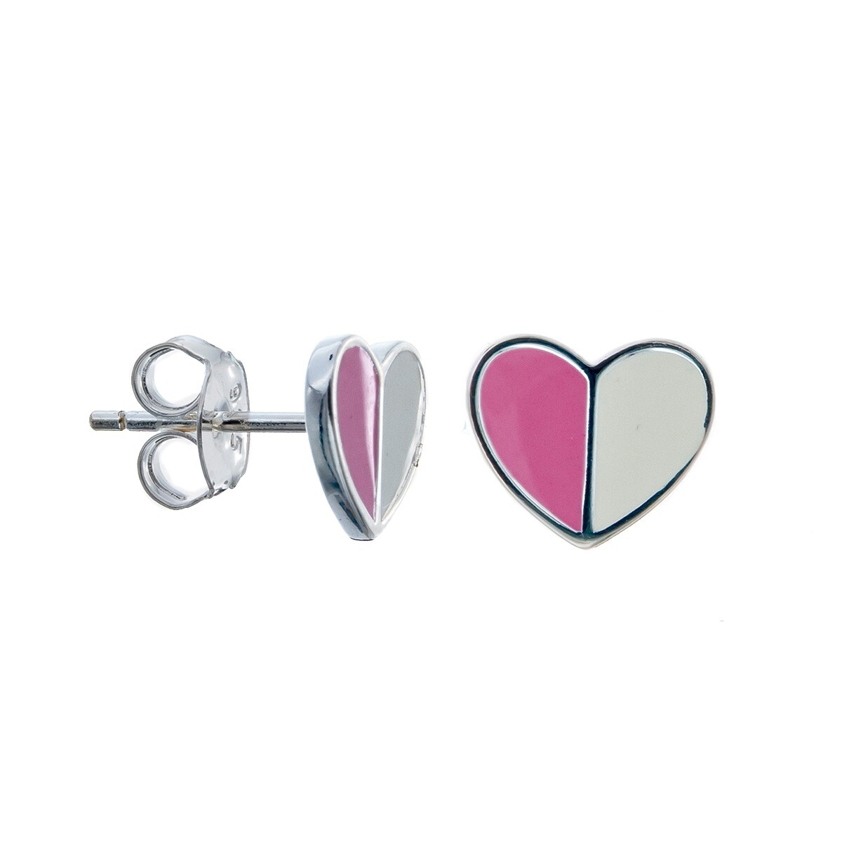 Par de caravanas de plata 925 con esmalte, CORAZON. 