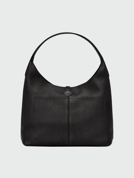 Longchamp -Cartera de cuero flexible Roseau Essential Negro