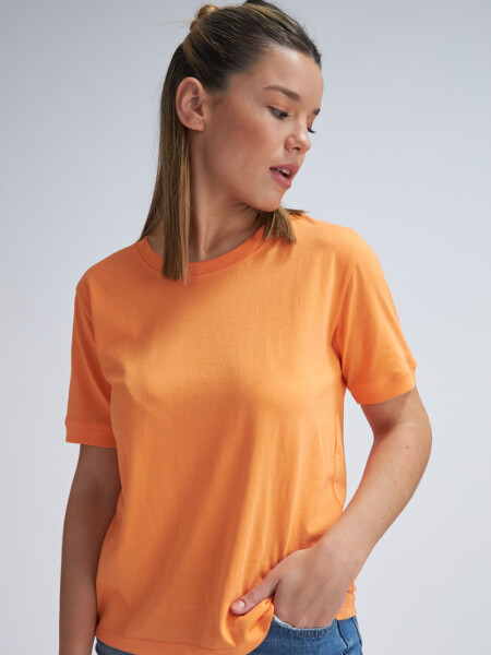 Camiseta manga corta de rib con puño Naranja