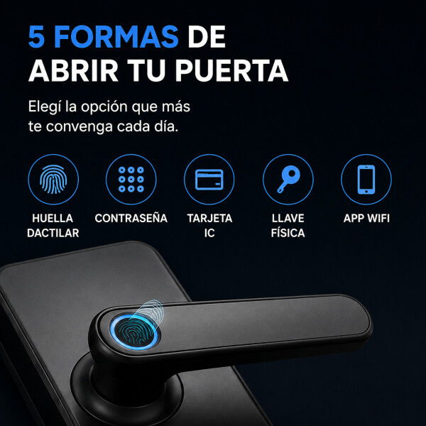 Cerradura Inteligente Digital Huella Contraseña Tarjeta Wifi Color Negro