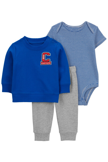 Set tres piezas de algodón, pantalón, buzo y body Set tres piezas de algodón, pantalón, buzo y body